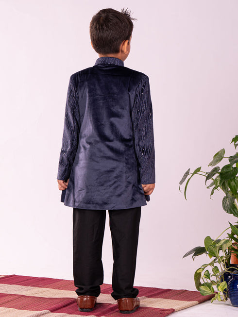 Boy's' Navy Blue Sherwani Set